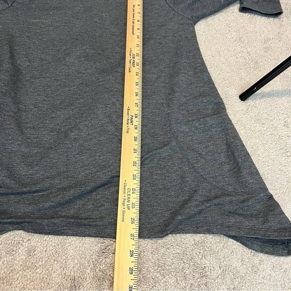 LOGO By Lori Goldstein sweater womens M Grey hooded pullover top lounge pockets - Picture 8 of 9